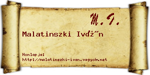 Malatinszki Iván névjegykártya